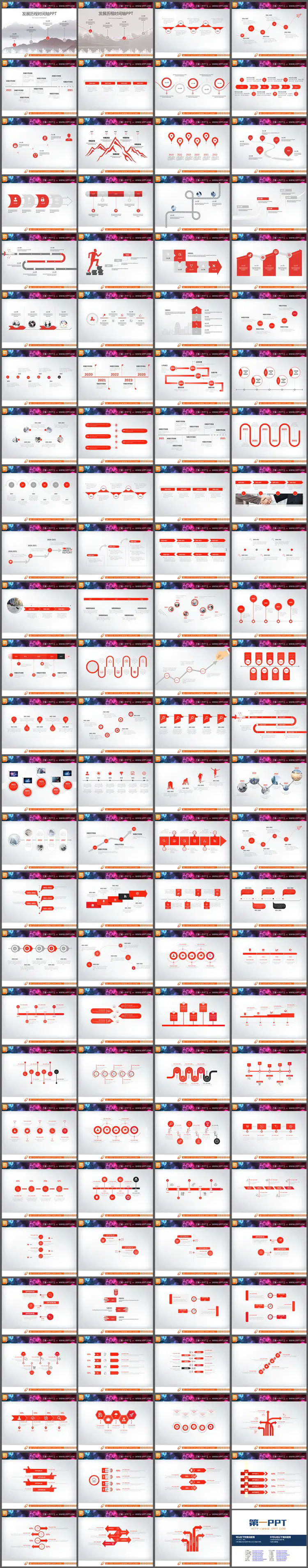 107张企业发展历程时间轴PPT图表下载