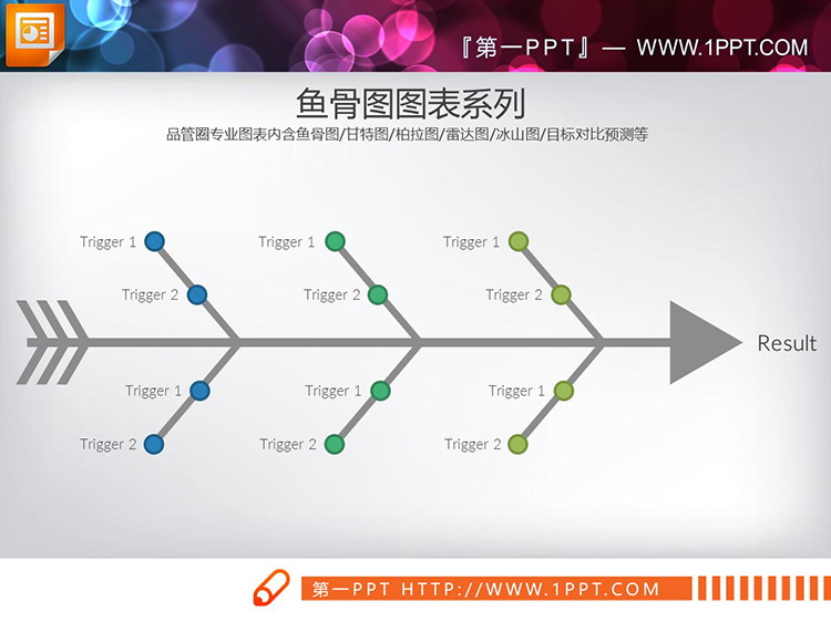 7张彩色扁平化PPT鱼骨图下载