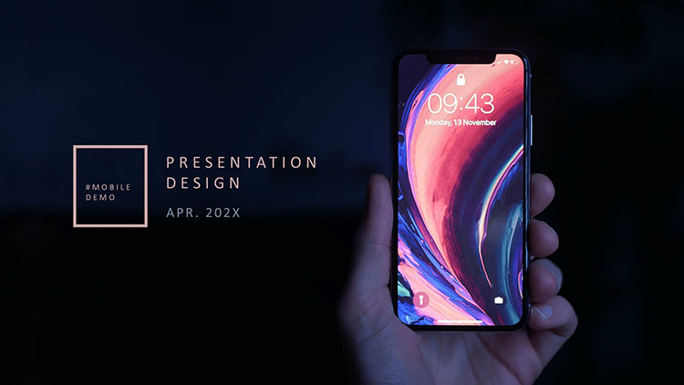 黑色智能手机背景欧美风科技主题商务汇报PPT模板