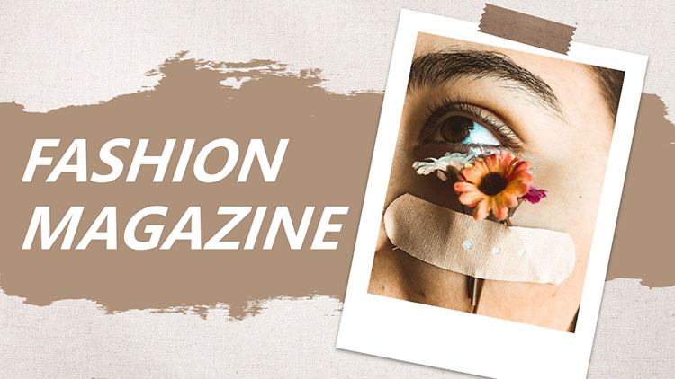 棕色文艺复古风欧美时尚杂志PPT模板