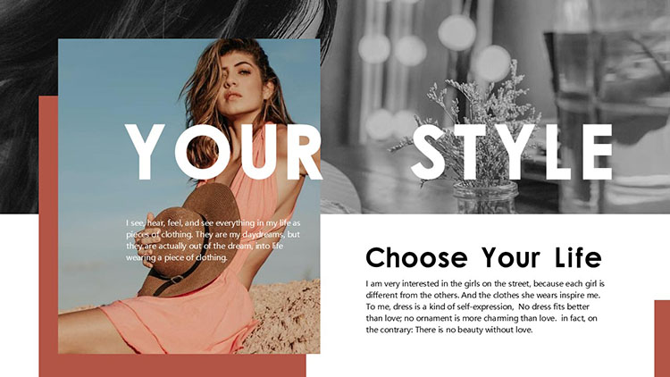 时尚女性背景欧美杂志画册PPT模板