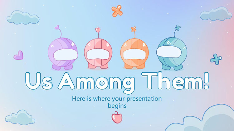 彩色卡通风格欧美电玩游戏主题PPT模板