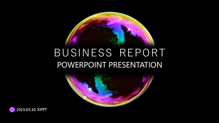 黑色气泡背景欧美风商务汇报PPT模板