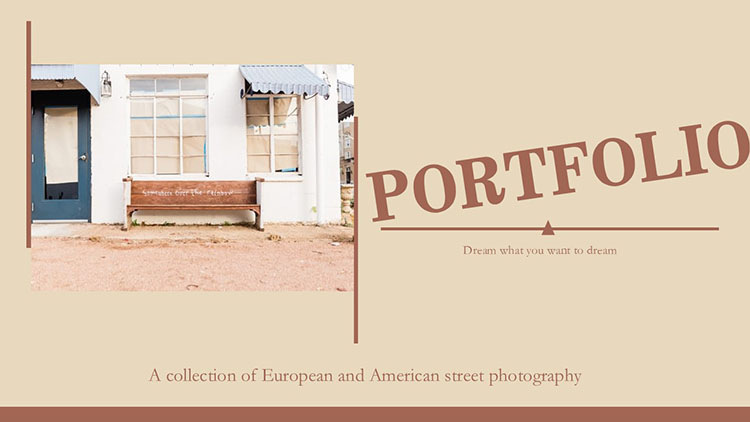 褐色复古文艺风欧美艺术画册PPT模板