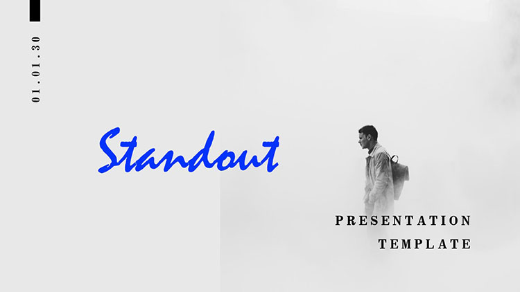 灰色简约商务人士背景欧美商务汇报PPT模板