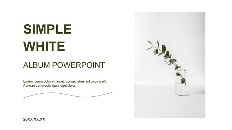 简约绿植背景欧美相册PPT模板