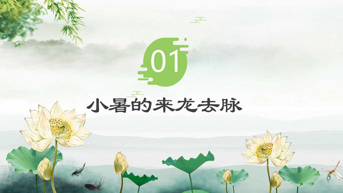 夏天荷花小暑节气PPT模板