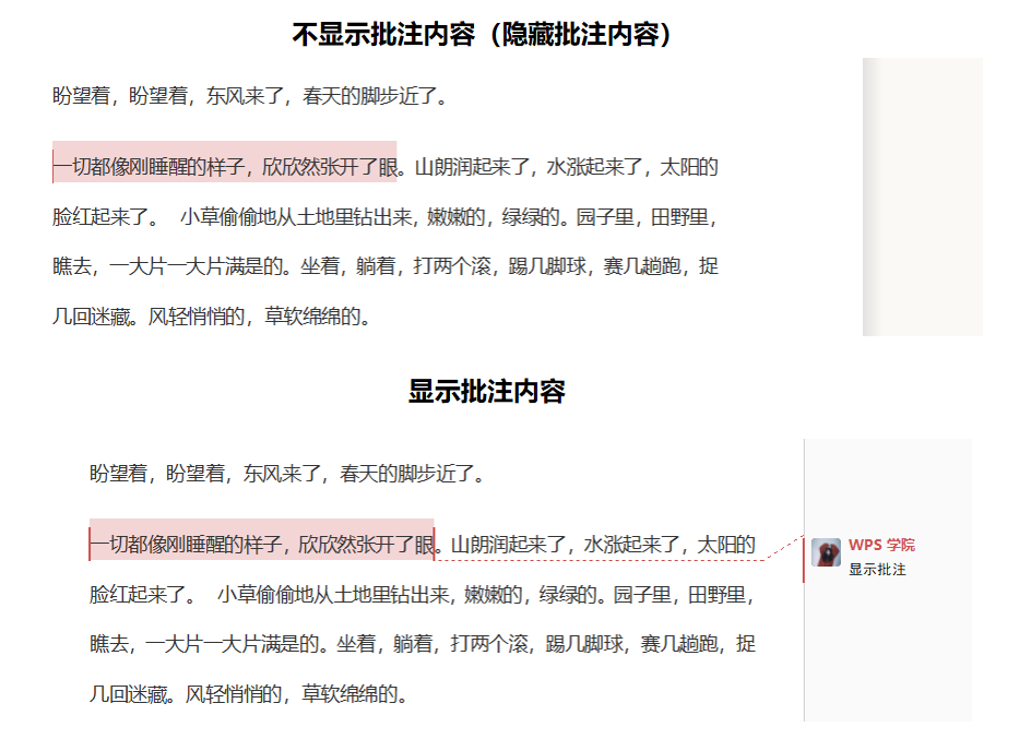 WPS文字如何设置显示批注内容