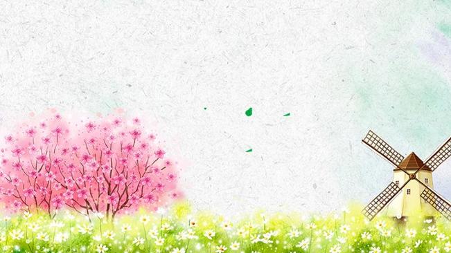 春天春暖花开背景主题PPT模板(古典版)