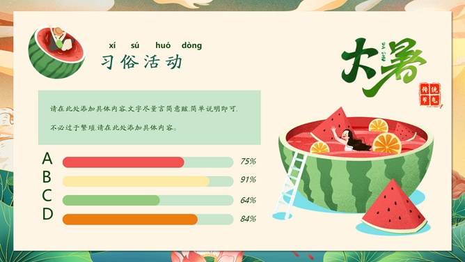 大暑主题班会PPT课件模板