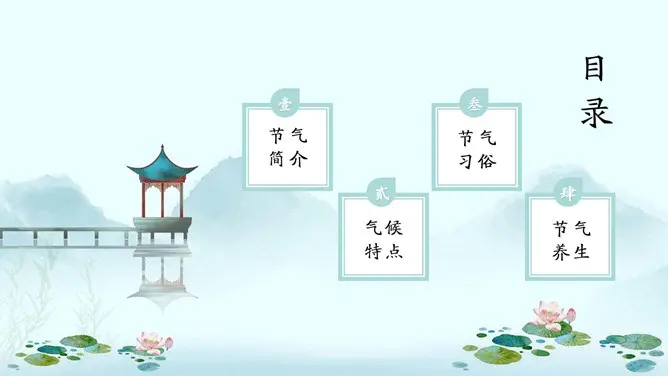 小暑知识介绍PPT模板(中国风)