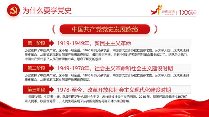 建党节精美主题课件PPT模板