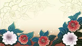 泛黄云雾远山中国风背景模板(高清风格)