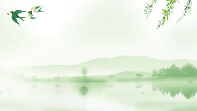 春天柳树燕子PPT背景图片-柳绿燕归 春意盎然