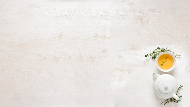 桌面茶壶茶碗PPT背景图片-茶席静物 禅意入页