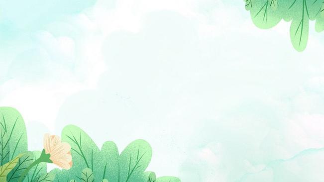 水彩绿叶花朵背景图片主题PPT模板(大气版)