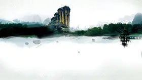 山水国风背景图片模板(国风风格)