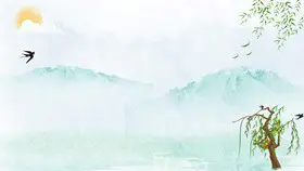雪山山峰高山背景图片模板(中国风风格)