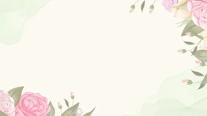 粉色水彩花朵PPT背景图片-粉色水彩花 温柔入画