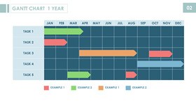 高清一年月份甘特图素材PPT模板