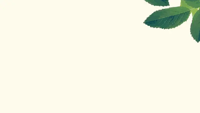 水彩绿色叶子PPT背景-水彩绿叶 清新画意