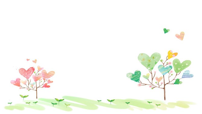 淡雅可爱心形小树背景知识介绍PPT模板(国风)