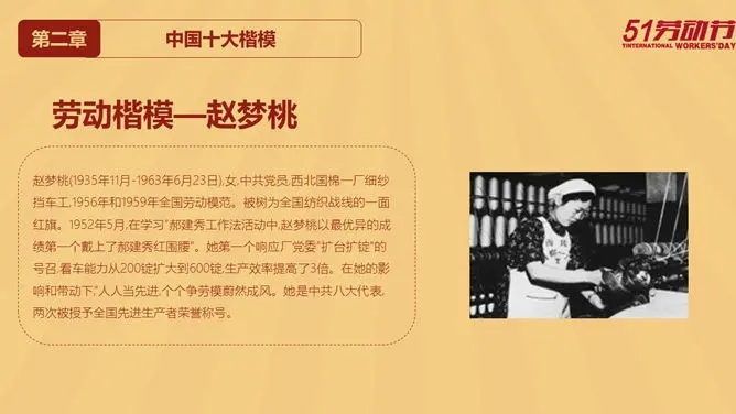 怀旧风庆祝五一劳动节PPT模板-致敬最美劳动者