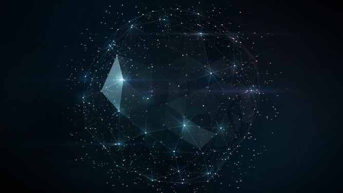 高清点线粒子科技感背景图片PPT模板