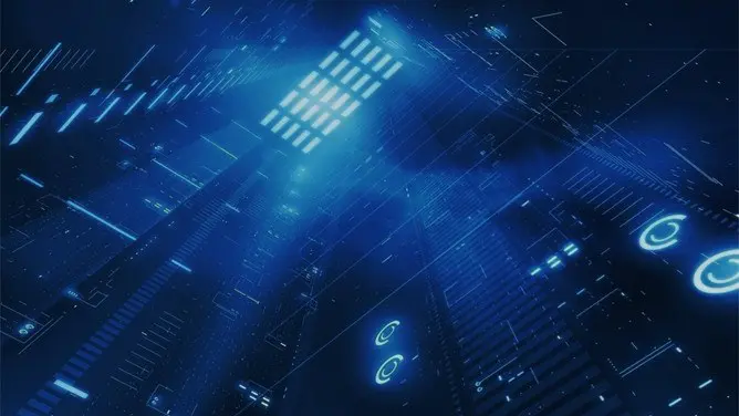 高清点线粒子科技感背景图片PPT模板