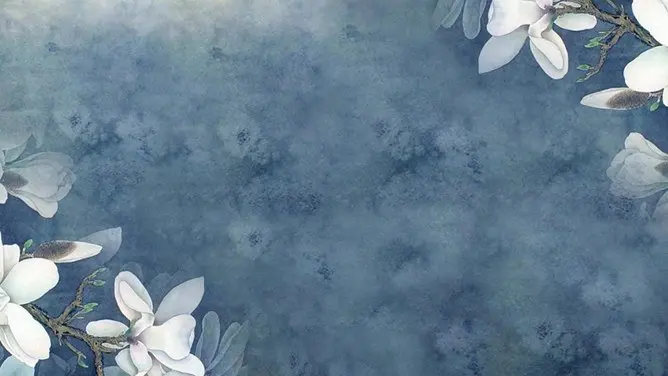 绿叶小花边框背景课件PPT模板