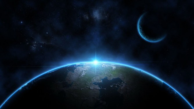 宇宙地球光线PPT背景图片-宇宙光效 科幻大片感