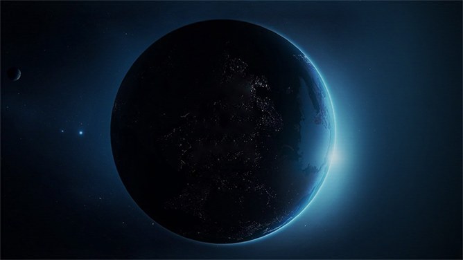 宇宙地球光线PPT背景图片-宇宙光效 科幻大片感