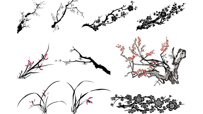 梅竹菊兰荷中国风PPT素材-梅兰竹菊 国风雅韵