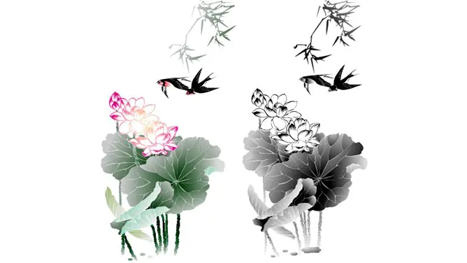 梅竹菊兰荷中国风PPT素材-梅兰竹菊 国风雅韵