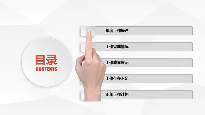 动态手指滑动PPT目录模板-手指滑动动效 目录交互感
