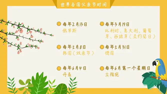 卡通可爱父亲节PPT模板-父爱如山 温馨献礼