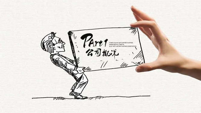 创意手绘手势公司介绍节日介绍PPT模板(通用版)