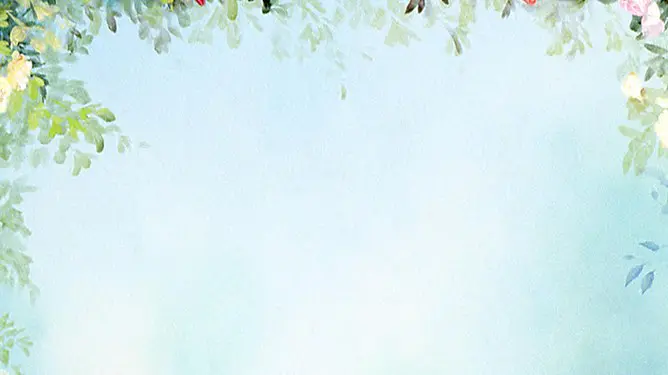 水彩花朵花环背景图片知识介绍PPT模板(古典)