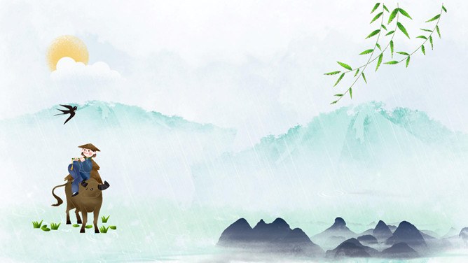 春天燕子春暖花开背景知识介绍PPT模板（古典）