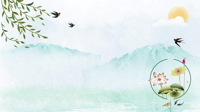 春天燕子春暖花开背景知识介绍PPT模板（古典）