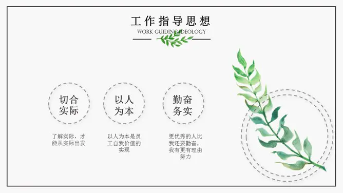 简约水彩绿叶知识介绍PPT模板(国风)