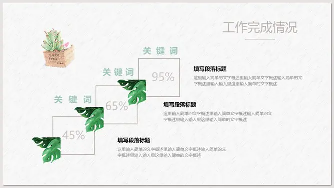 淡雅清新水彩绿植模板(国风风格)