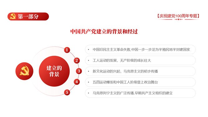 庆祝建党100周年党模板（中国风风格）
